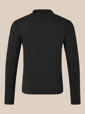 Men's Long Sleeve Cotton Polo - Black