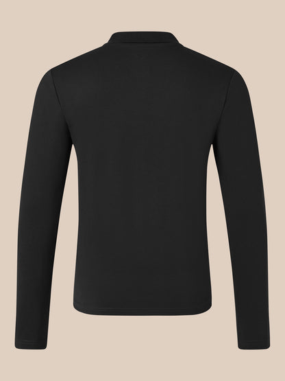 Men's Long Sleeve Cotton Polo - Black