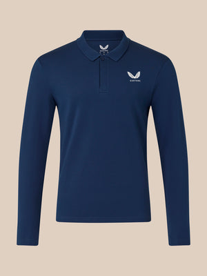 Men's Long Sleeve Cotton Polo - Navy