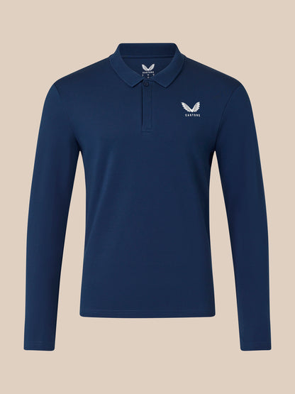 Men's Long Sleeve Cotton Polo - Navy