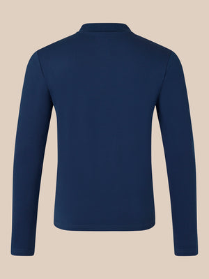 Men's Long Sleeve Cotton Polo - Navy