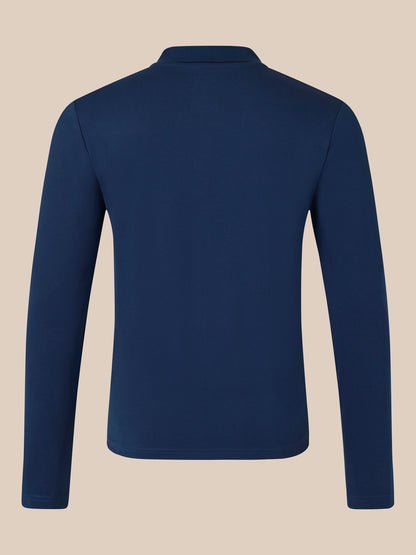 Men's Long Sleeve Cotton Polo - Navy