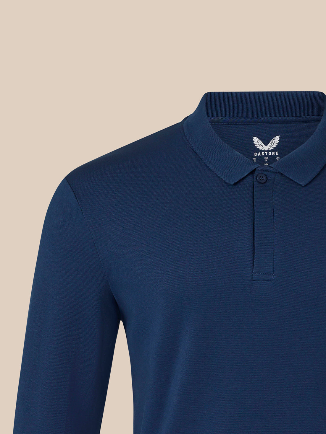 Men's Long Sleeve Cotton Polo - Navy