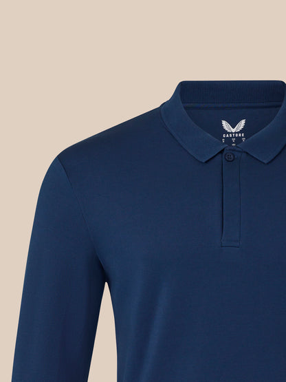 Men's Long Sleeve Cotton Polo - Navy