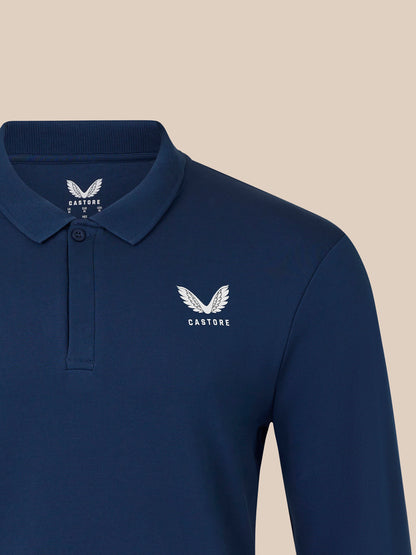 Men's Long Sleeve Cotton Polo - Navy