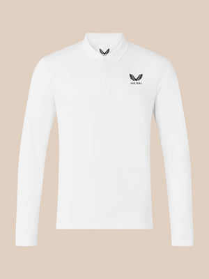 Men's Long Sleeve Cotton Polo - White