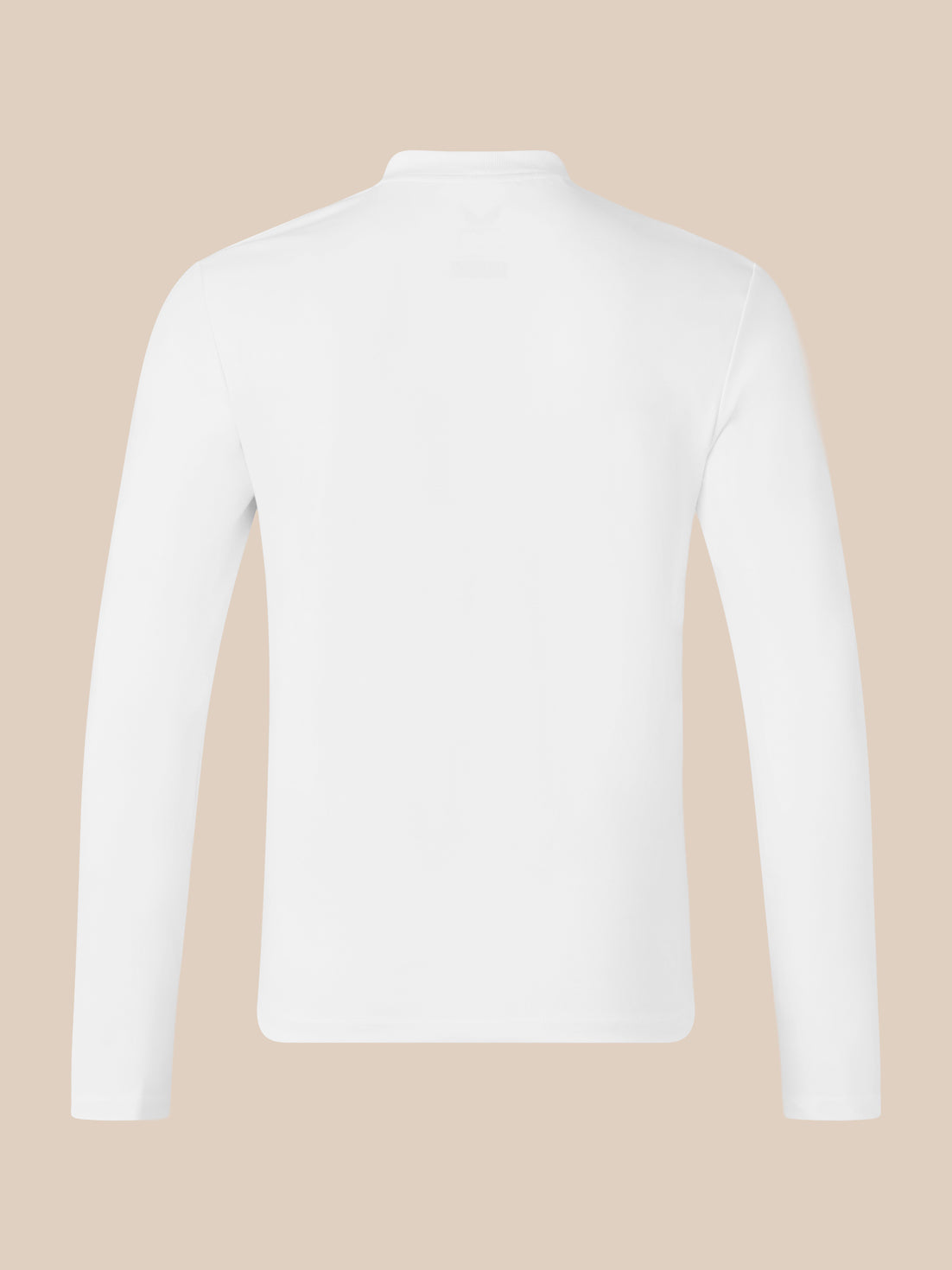 Men's Long Sleeve Cotton Polo - White