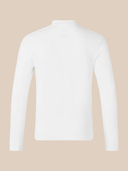 Men's Long Sleeve Cotton Polo - White