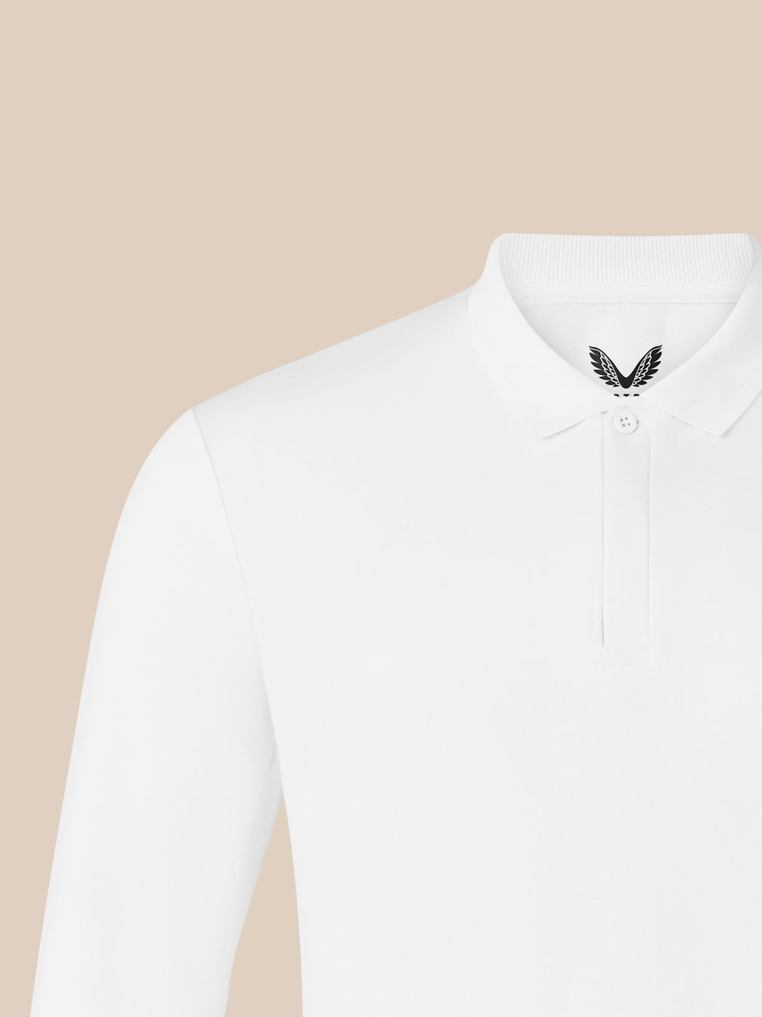 Men's Long Sleeve Cotton Polo - White