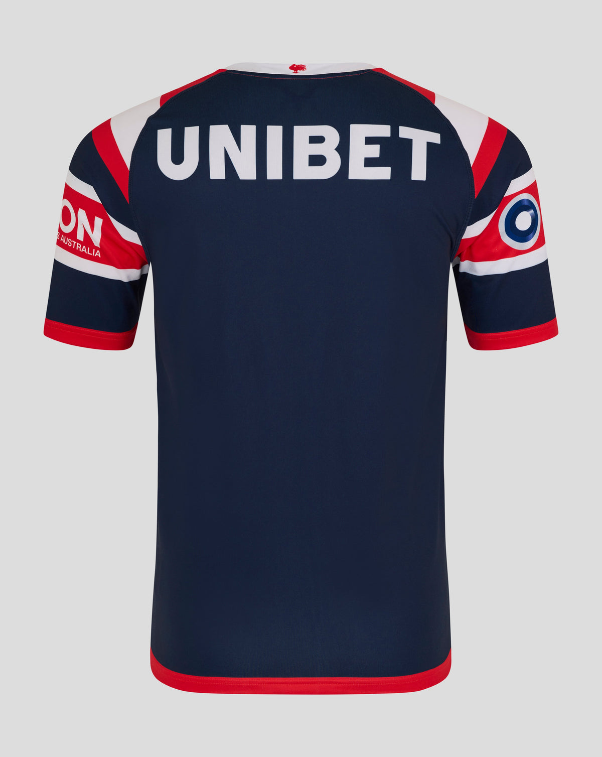 Back view of Sydney Roosters 2025 men's home jersey with large UNIBET sponsor text across the navy back