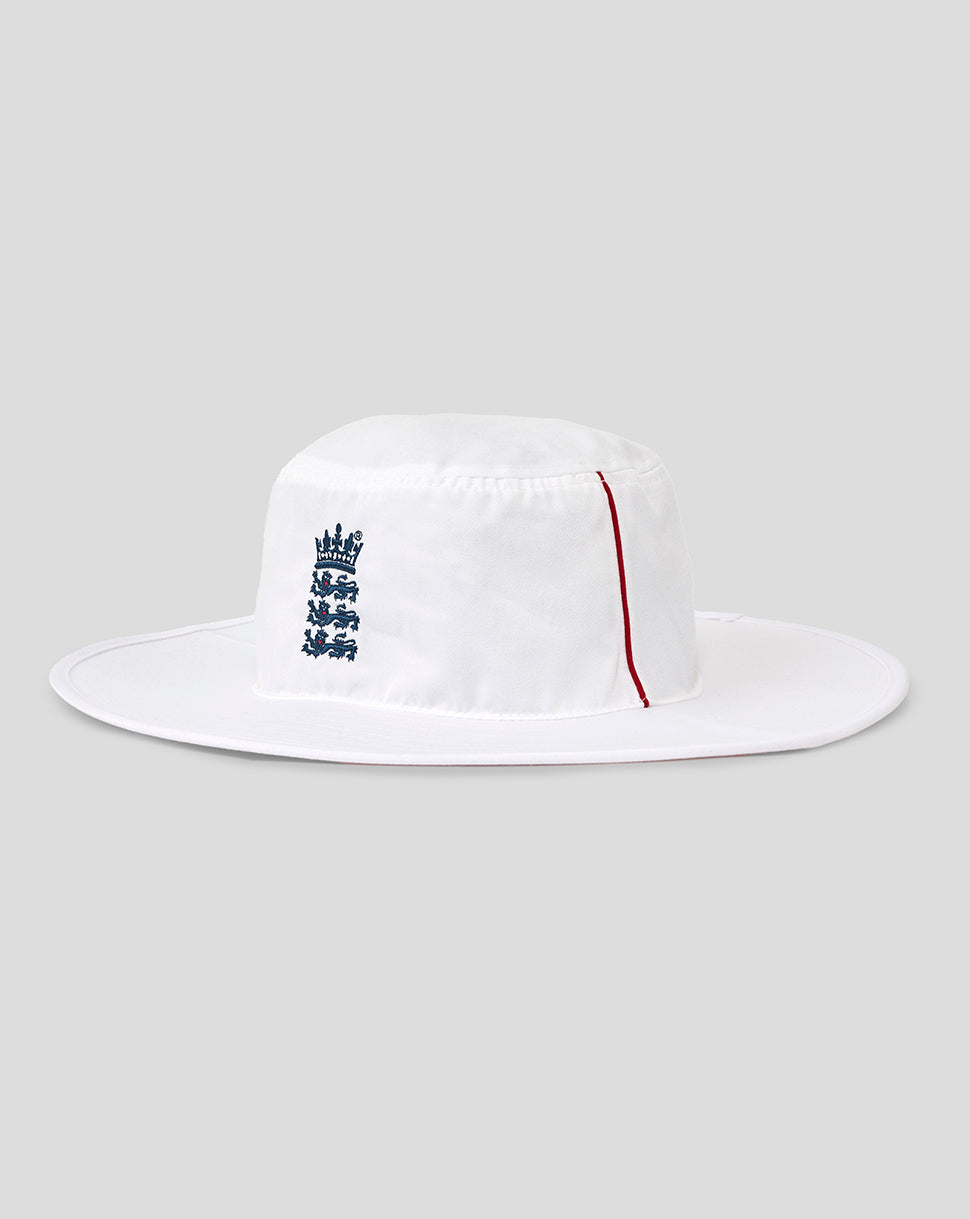 White England Test wide brim hat with three lions crest on the side.