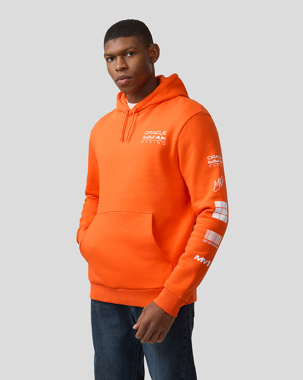 Oracle Red Bull Racing Unisex Max Verstappen Puzzle Pullover Hoodie - Exotic Orange