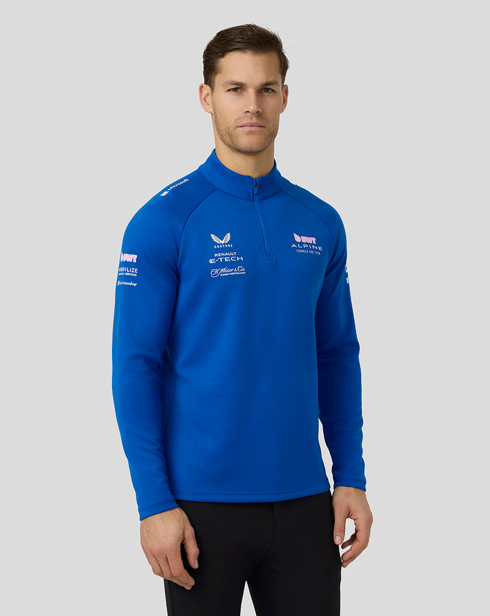 Bwt Alpine Formula One Team’S Official Unisex Quarter Zip Mid-Layer - Lapis Blue - Lapis Blue
