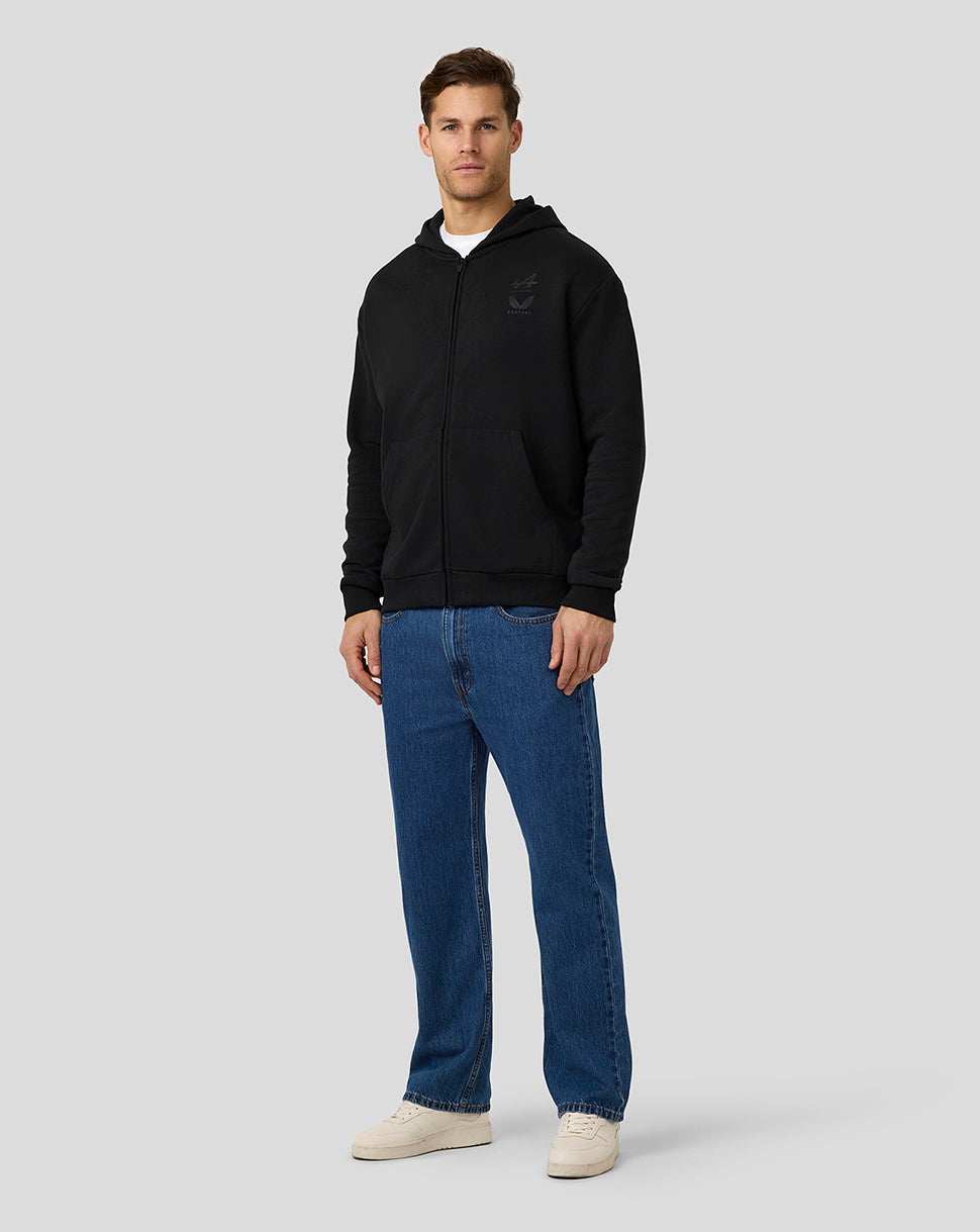 BWT Alpine Formula One Team Unisex Dual Brand Dual Brand Black on Black Zipped Hoodie - Caviar Black