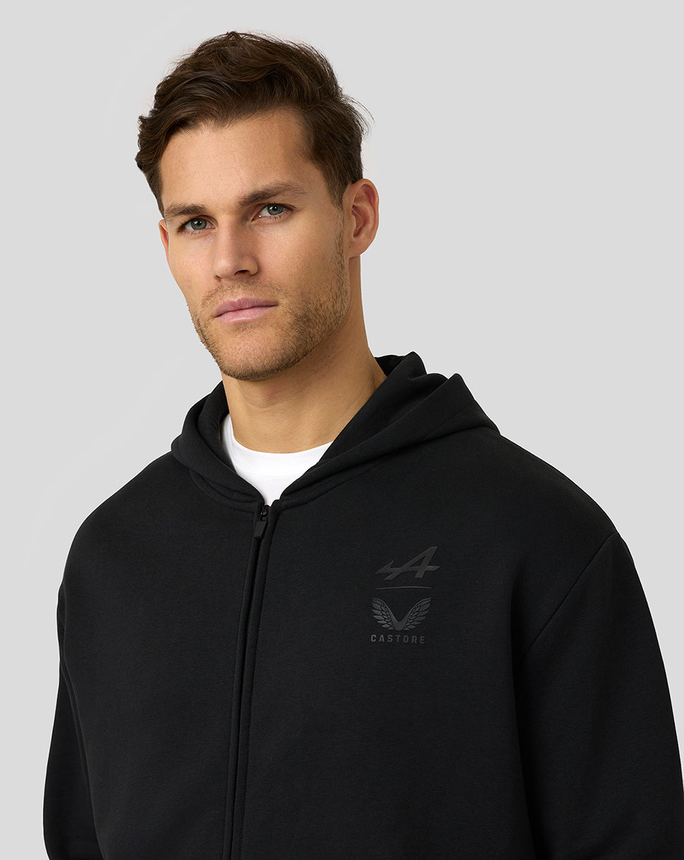 BWT Alpine Formula One Team Unisex Dual Brand Dual Brand Black on Black Zipped Hoodie - Caviar Black
