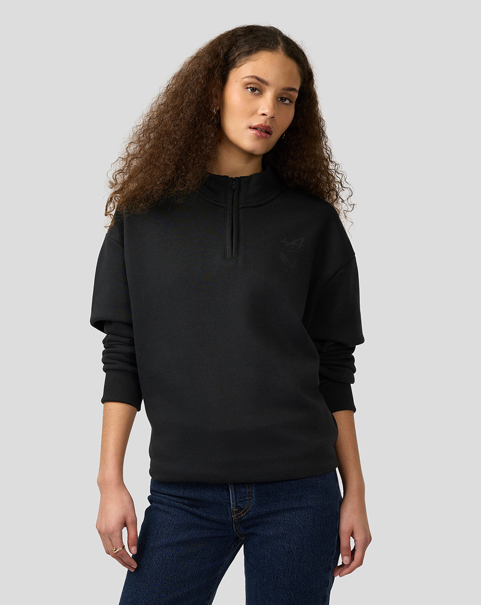 BWT Alpine Formula One Team’s unisex-shirt met kwartrits en lange mouwen van twee merken - Caviar Black