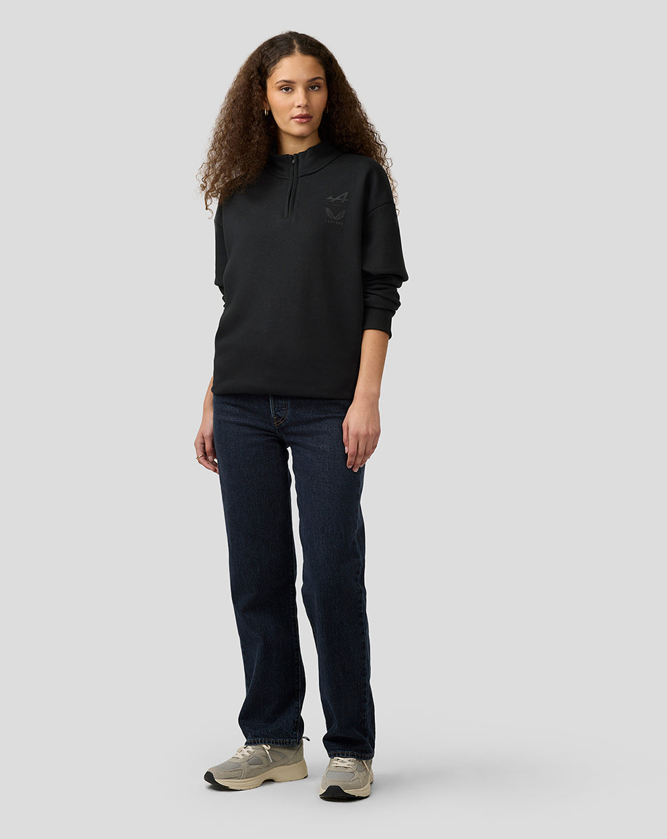 BWT Alpine Formula One Team’s unisex-shirt met kwartrits en lange mouwen van twee merken - Caviar Black