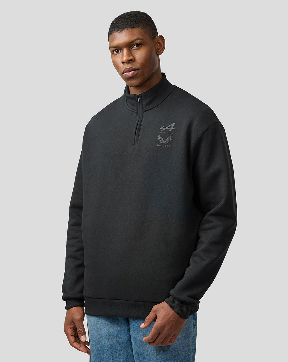 BWT Alpine Formula One Team’s unisex-shirt met kwartrits en lange mouwen van twee merken - Caviar Black