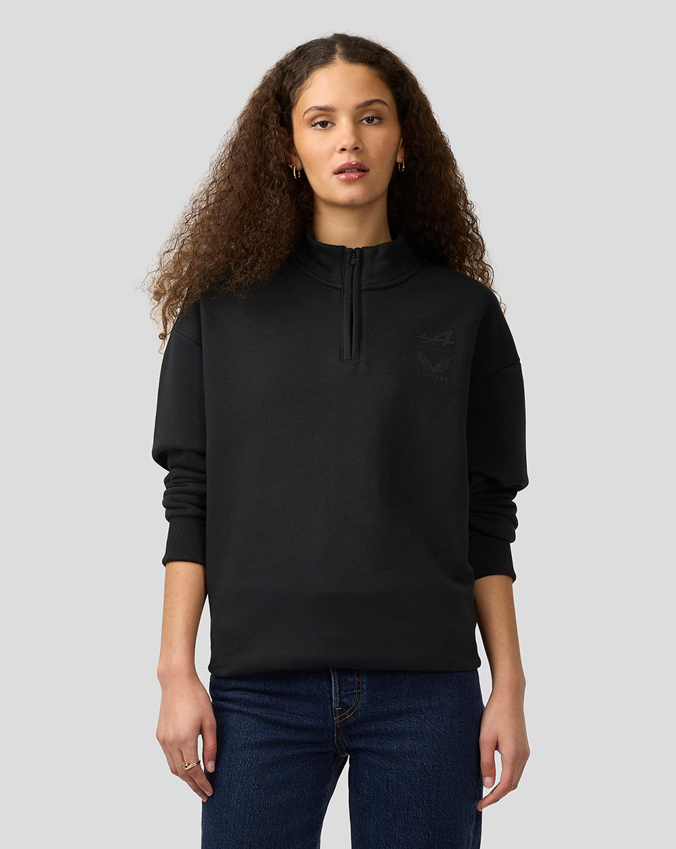BWT Alpine Formula One Team’s unisex-shirt met kwartrits en lange mouwen van twee merken - Caviar Black