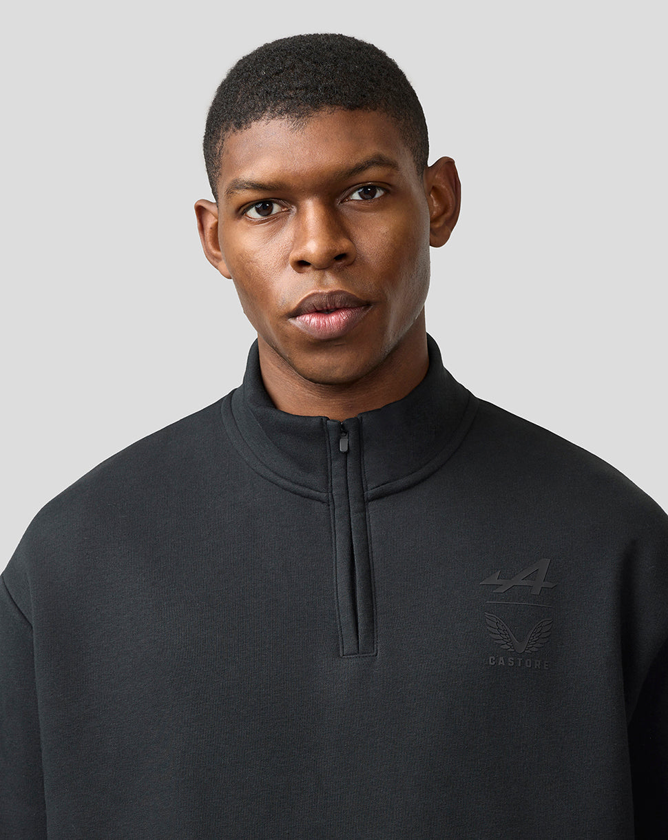 BWT Alpine Formula One Team’s unisex-shirt met kwartrits en lange mouwen van twee merken - Caviar Black