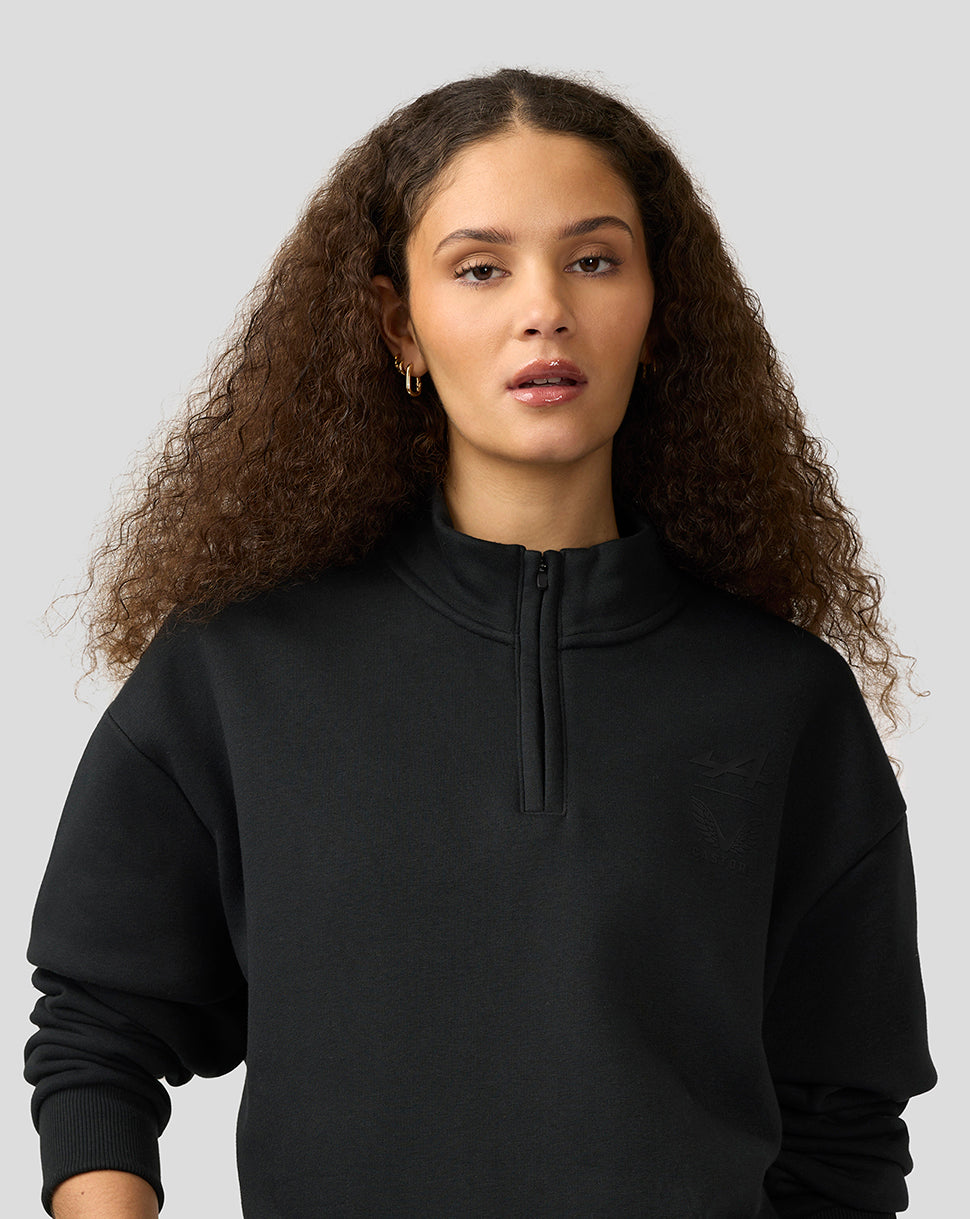 BWT Alpine Formula One Team’s unisex-shirt met kwartrits en lange mouwen van twee merken - Caviar Black