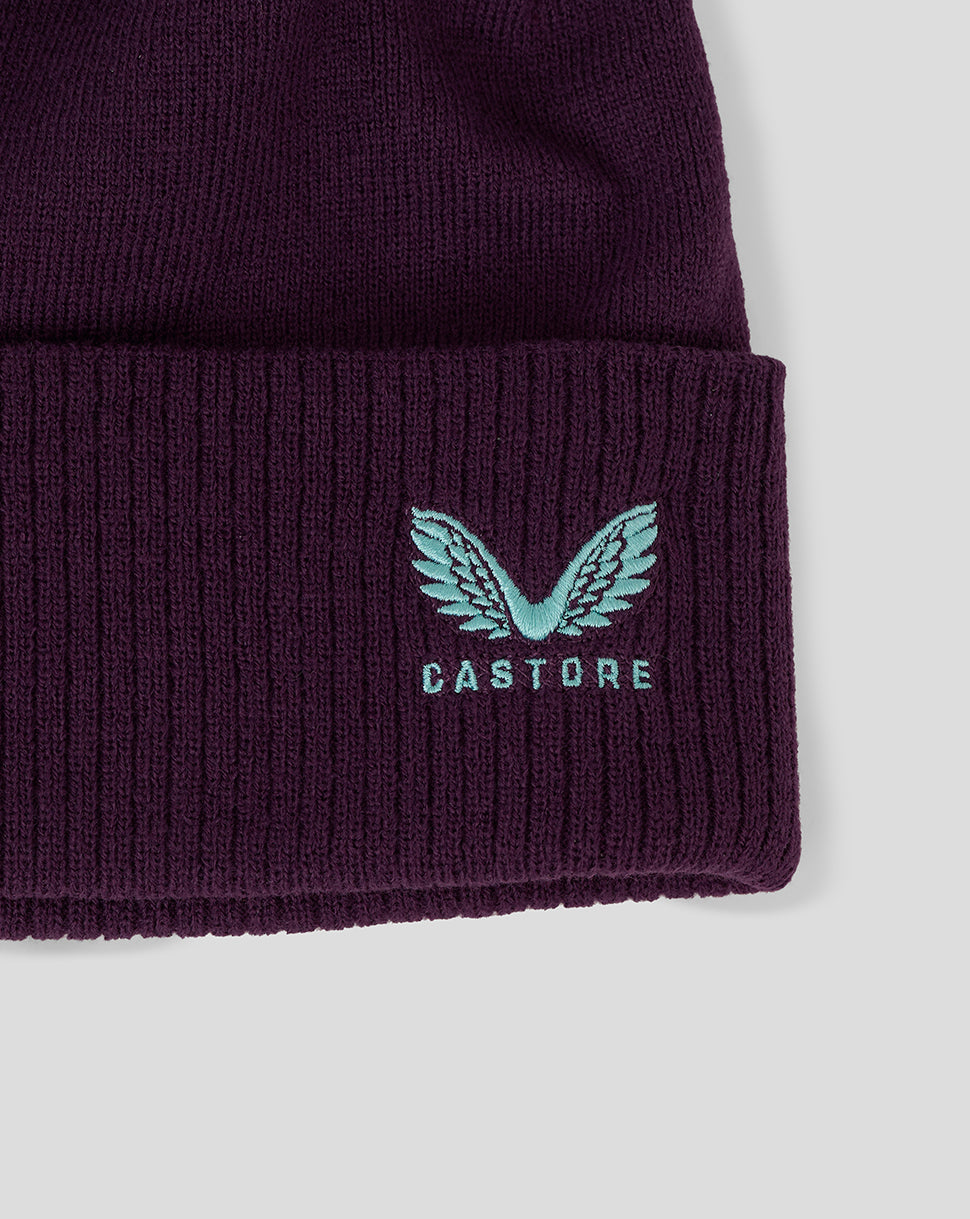 England Cricket Training Bobble Hat 25/26 - Blackberry Wine/Aqua Splash