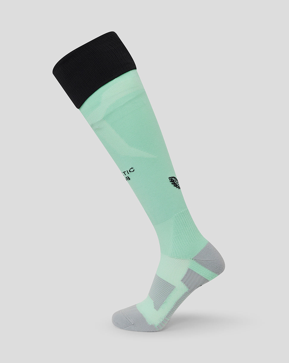 Mint green Athletic Club Adult 25/26 Third Sock with black cuff and grey heel and toe.