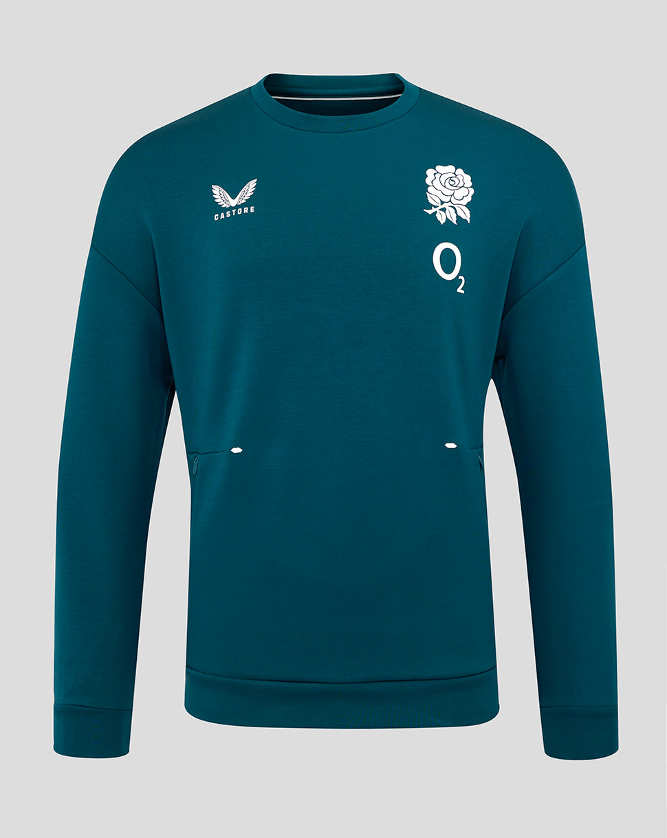 Men's England Rugby 25/26 Travel Crew Sweatshirt - Reflecting Pond - Reflecting Pond