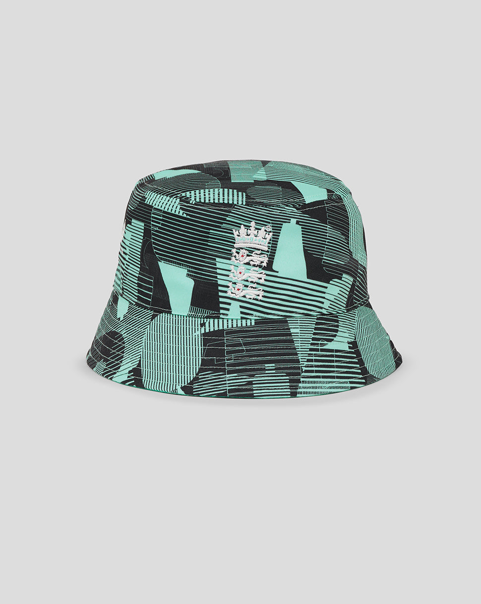 England Cricket 25/26 Ashes Training Reversible Bucket Hat - Caviar/Aqua Splash