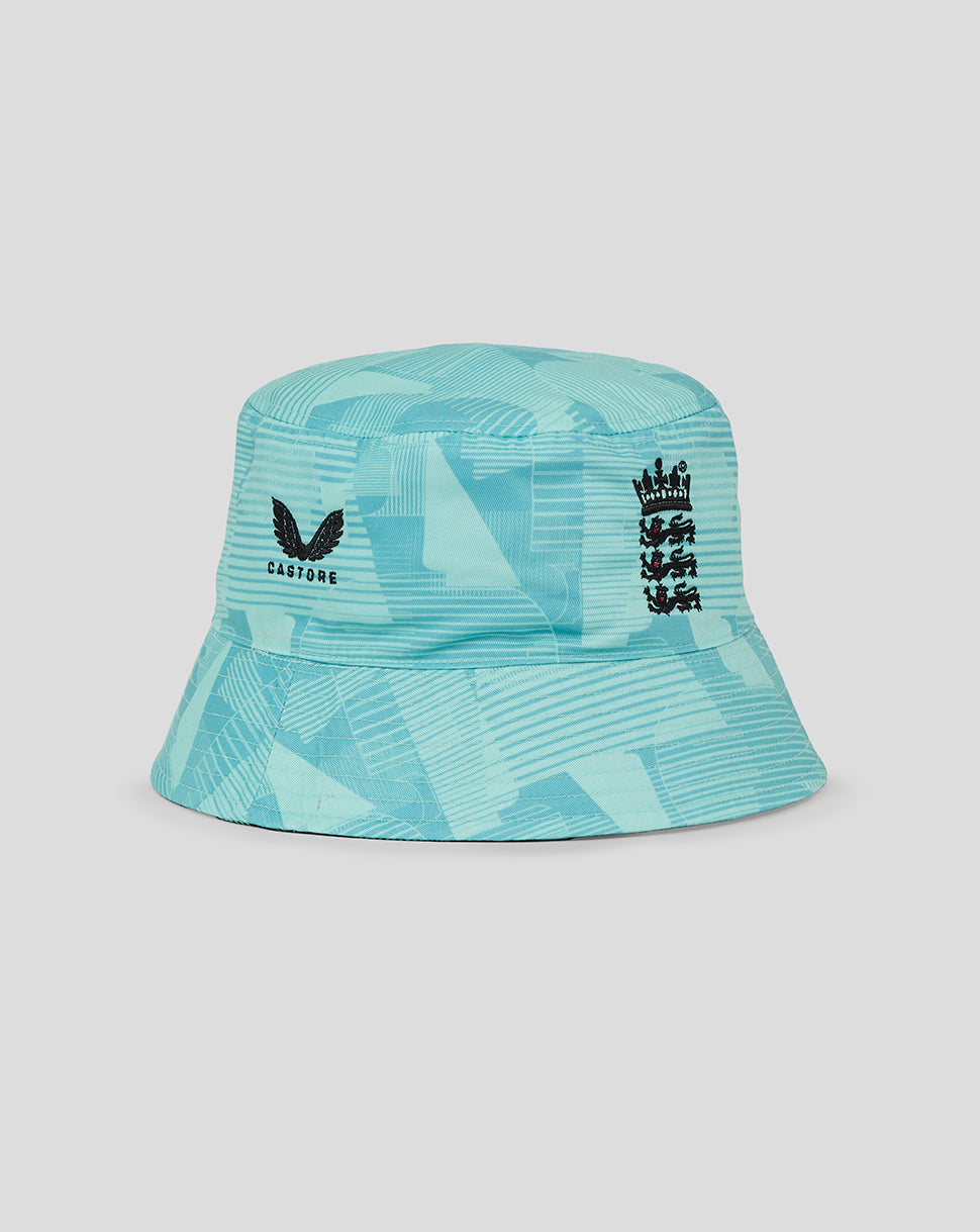 England Cricket 25/26 Ashes Training Reversible Bucket Hat - Caviar/Aqua Splash