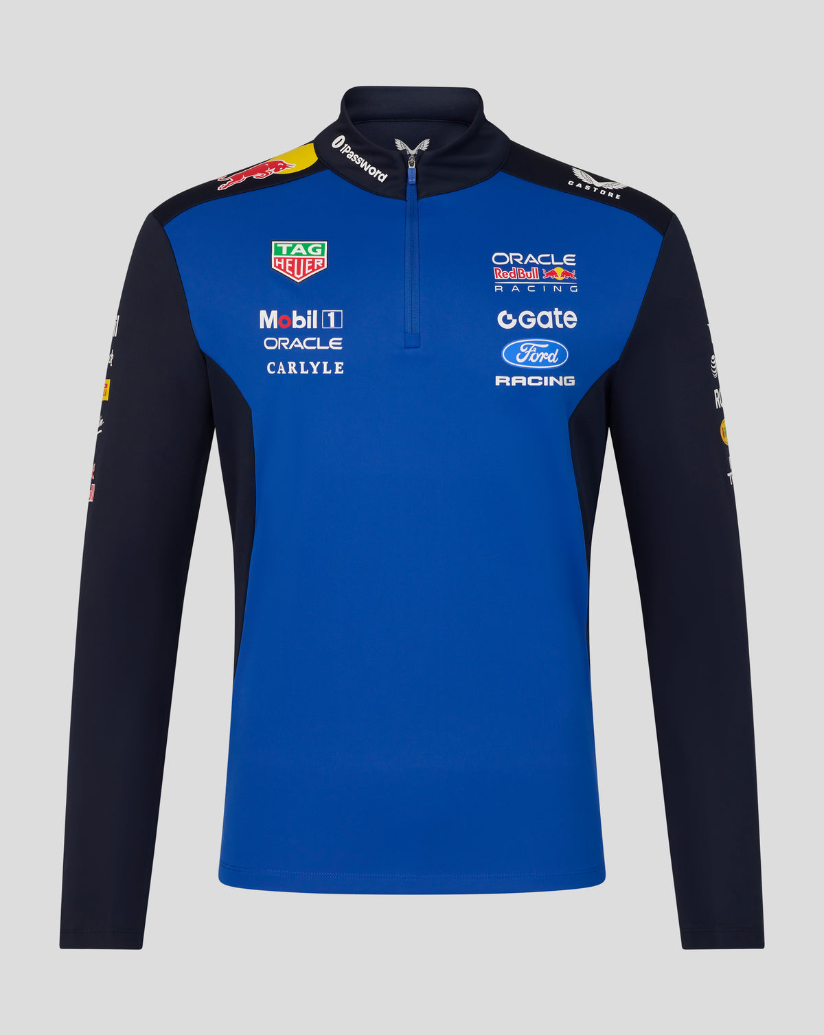Oracle Red Bull Racing Capa intermedia unisex Teamline con cremallera de un cuarto - Night Sky / Surf The Web - Night Sky/Surf The Web