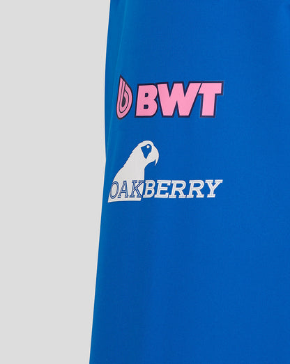 Blue apron with 'BWT' and 'Oakberry' logos on a white background