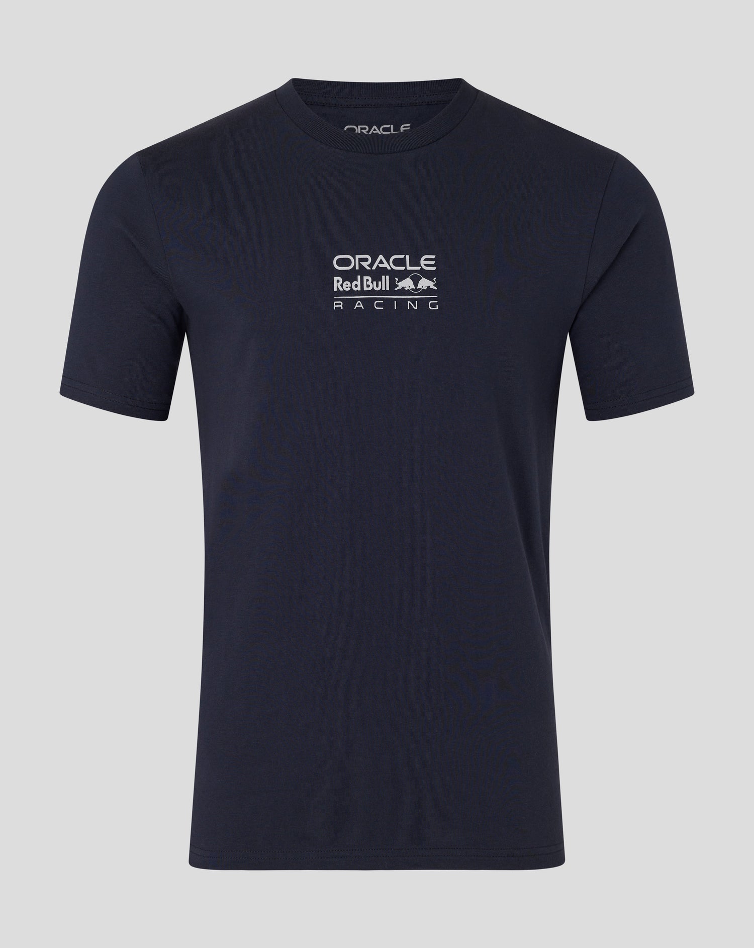Navy blue t-shirt with Oracle Red Bull Racing logo on a gray background