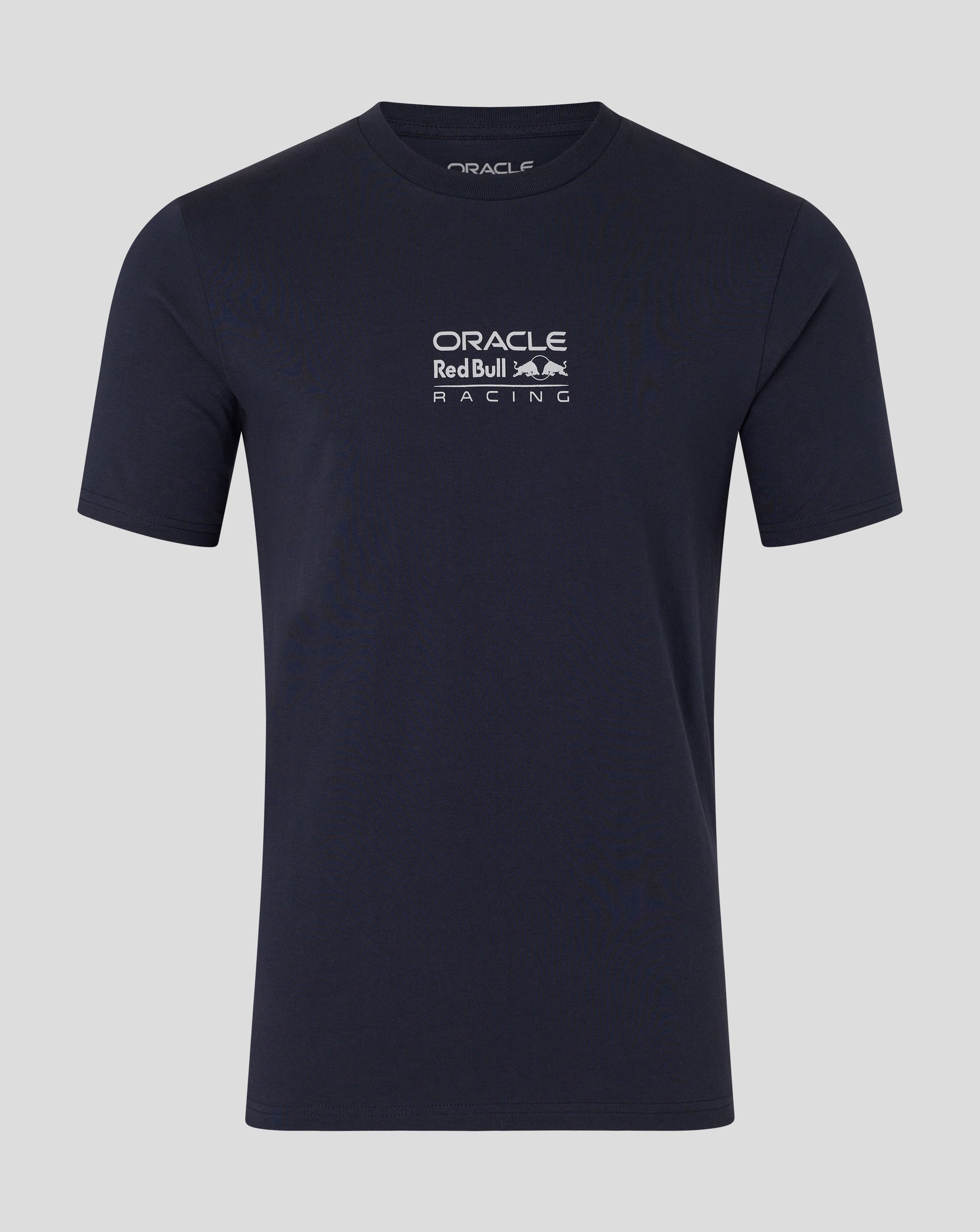 Navy blue t-shirt with Oracle Red Bull Racing logo on a gray background