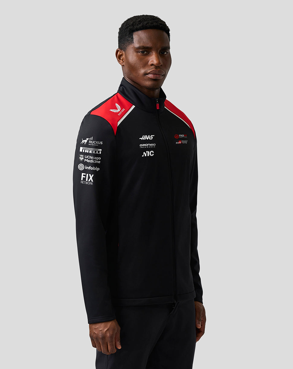 Official Haas Team Unisex Soft Shell Jacket - Caviar/Flame Scarlet