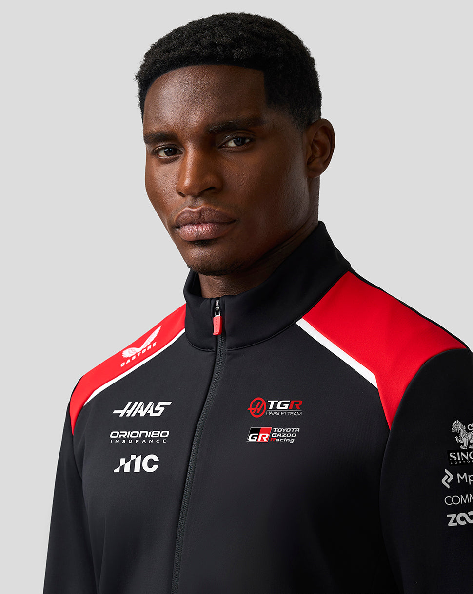Official Haas Team Unisex Soft Shell Jacket - Caviar/Flame Scarlet