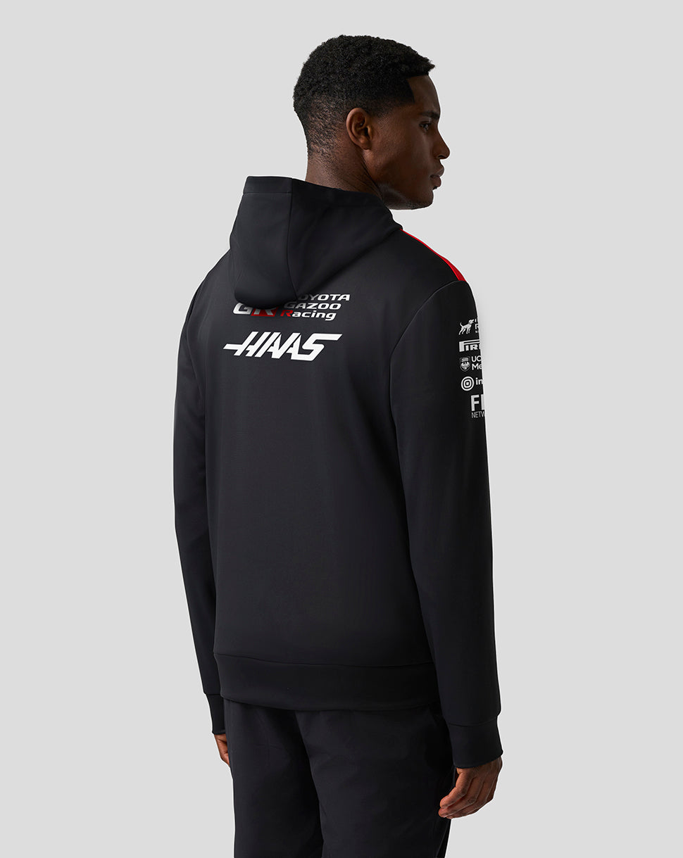 Official Haas Team Unisex Pullover Hoodie - Caviar/Flame Scarlet