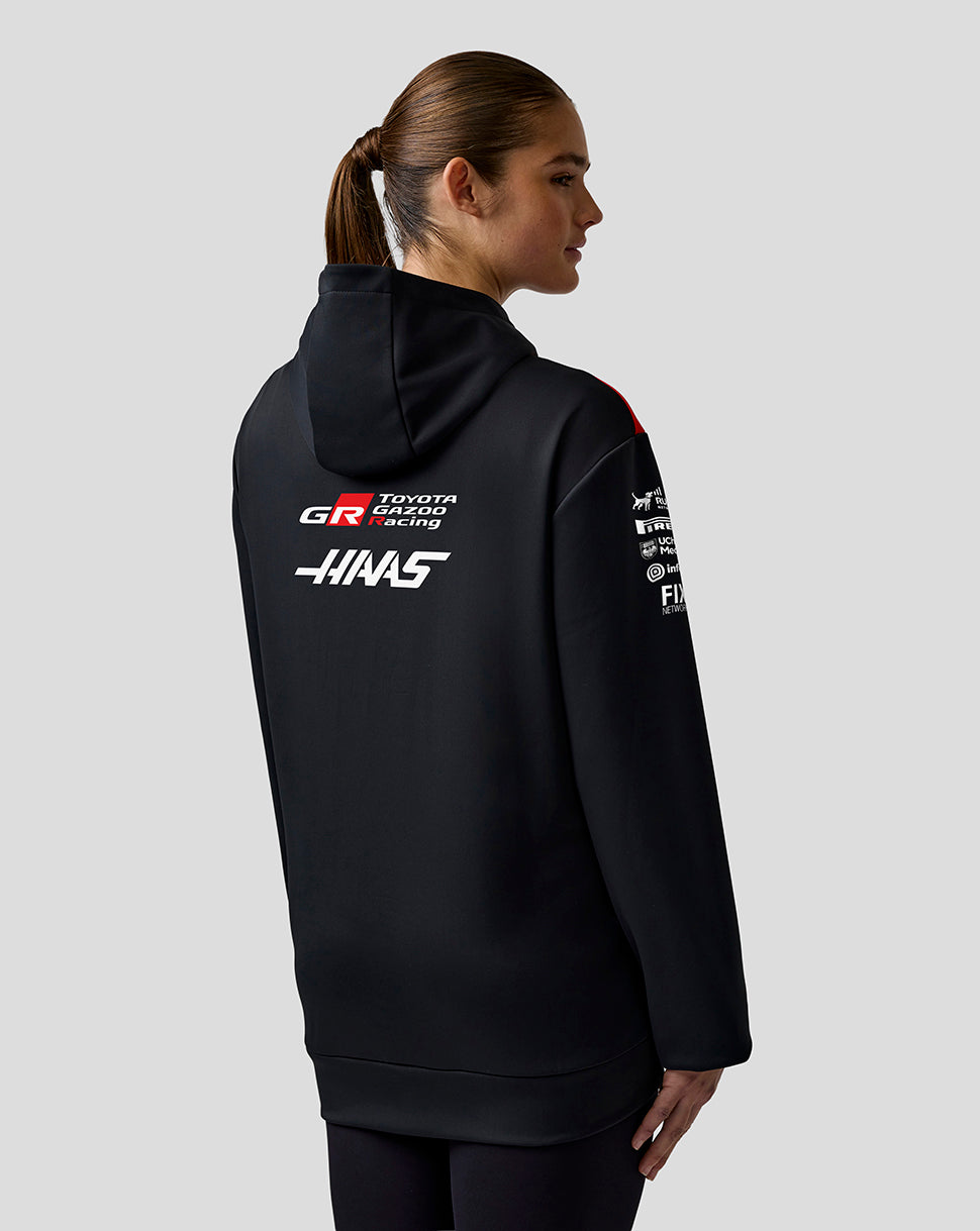 Official Haas Team Unisex Pullover Hoodie - Caviar/Flame Scarlet