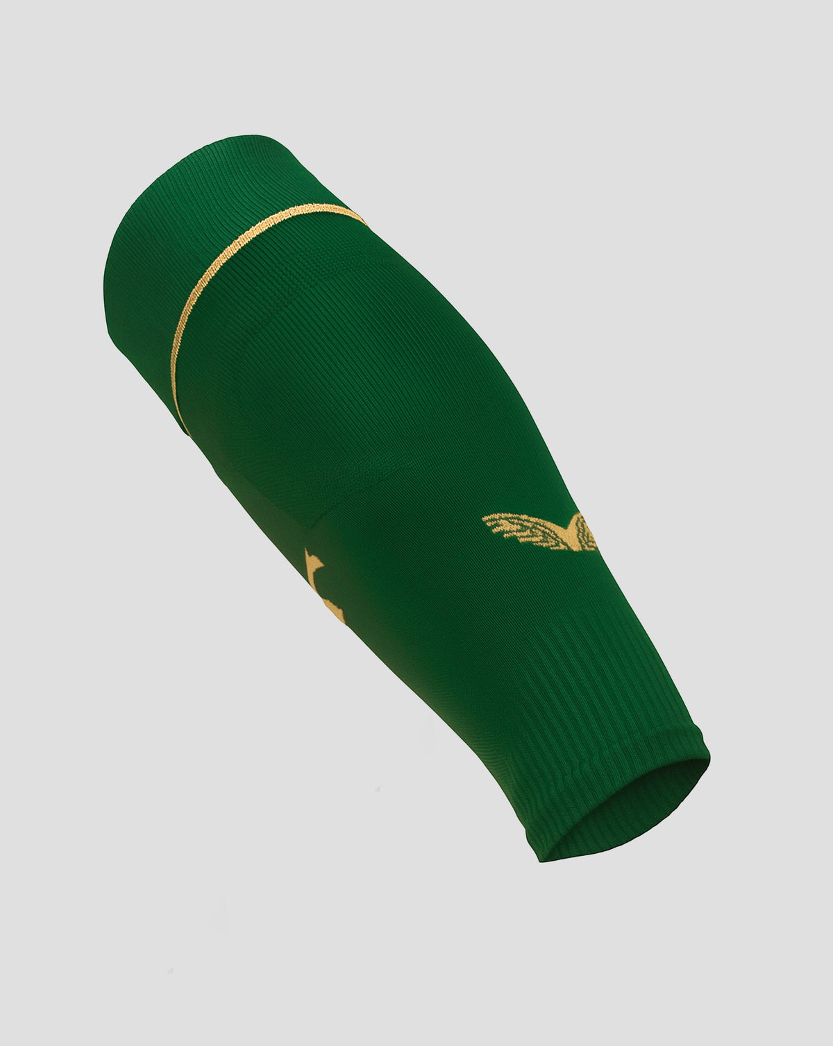 Close-up of Feyenoord Twelfth Footless Sock in dark green with a gold trim and reinforced heel