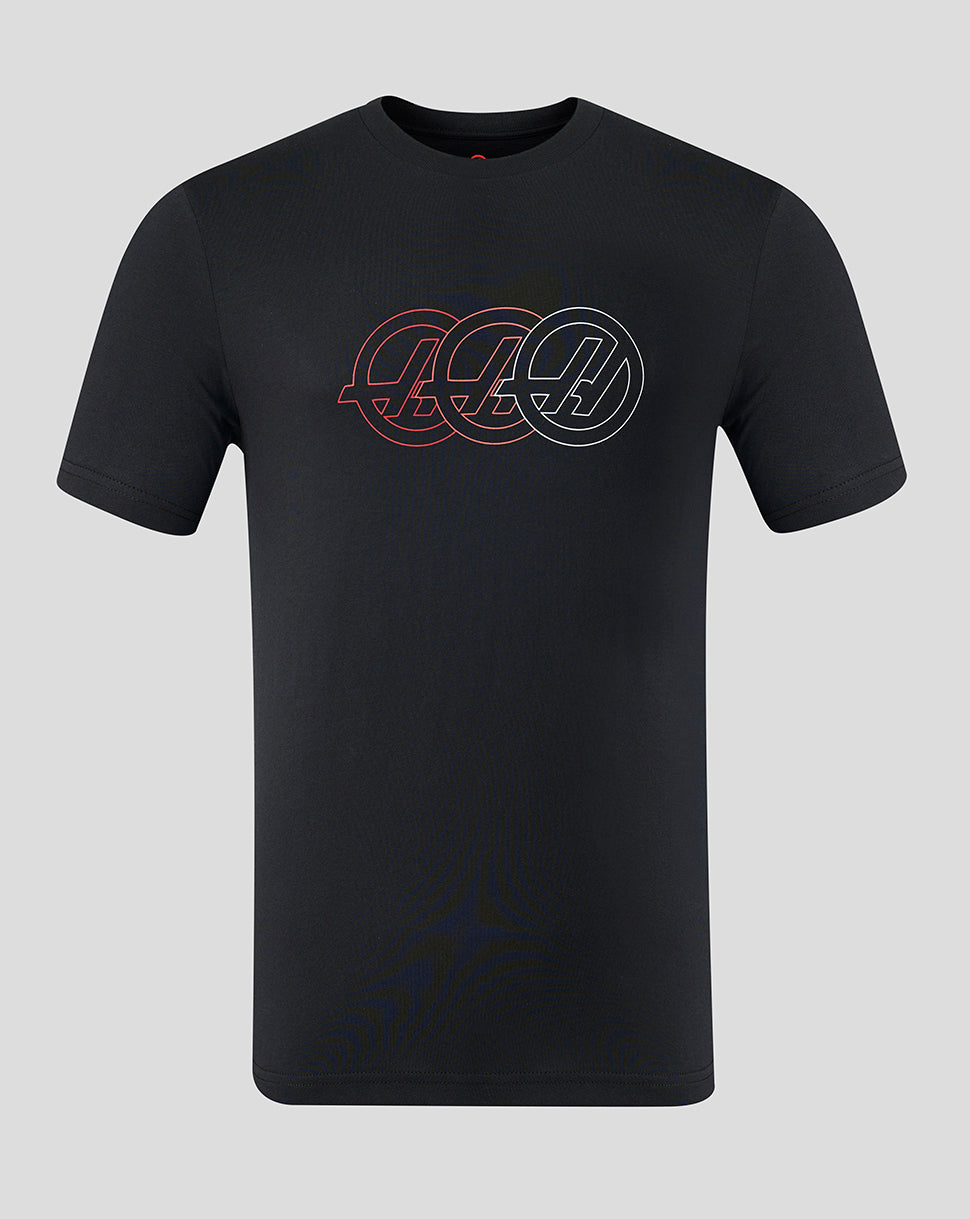 Official Haas Team Unisex Regular Fit T-Shirt Monogram Graphic - Black - Black