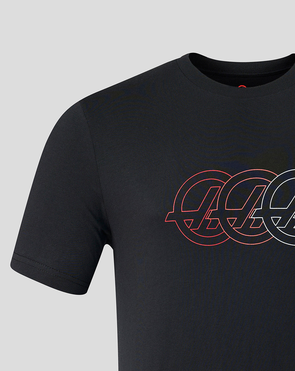 Official Haas Team Unisex Regular Fit T-Shirt Monogram Graphic - Black - Black