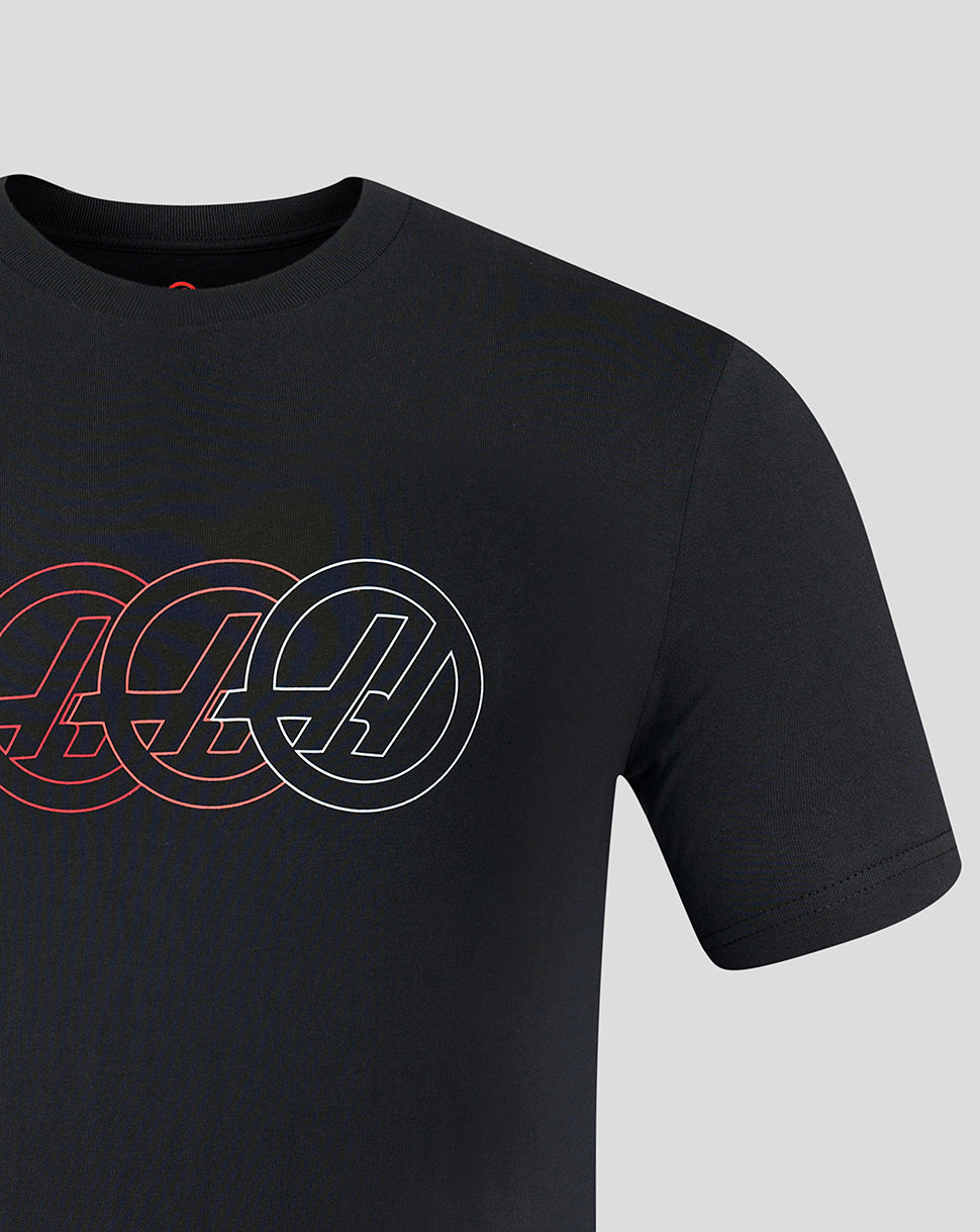 Official Haas Team Unisex Regular Fit T-Shirt Monogram Graphic - Black - Black