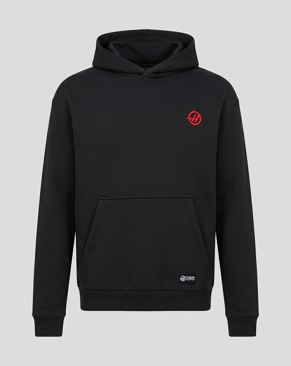 Official Haas Team Unisex Relaxed Fit Monogram Graphic Pullover Hoodie - Black - Black