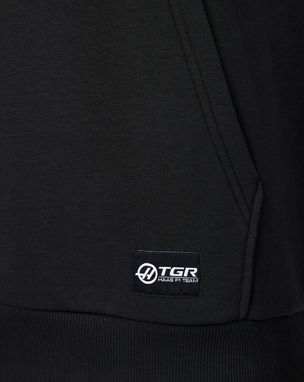 Official Haas Team Unisex Relaxed Fit Monogram Graphic Pullover Hoodie - Black - Black