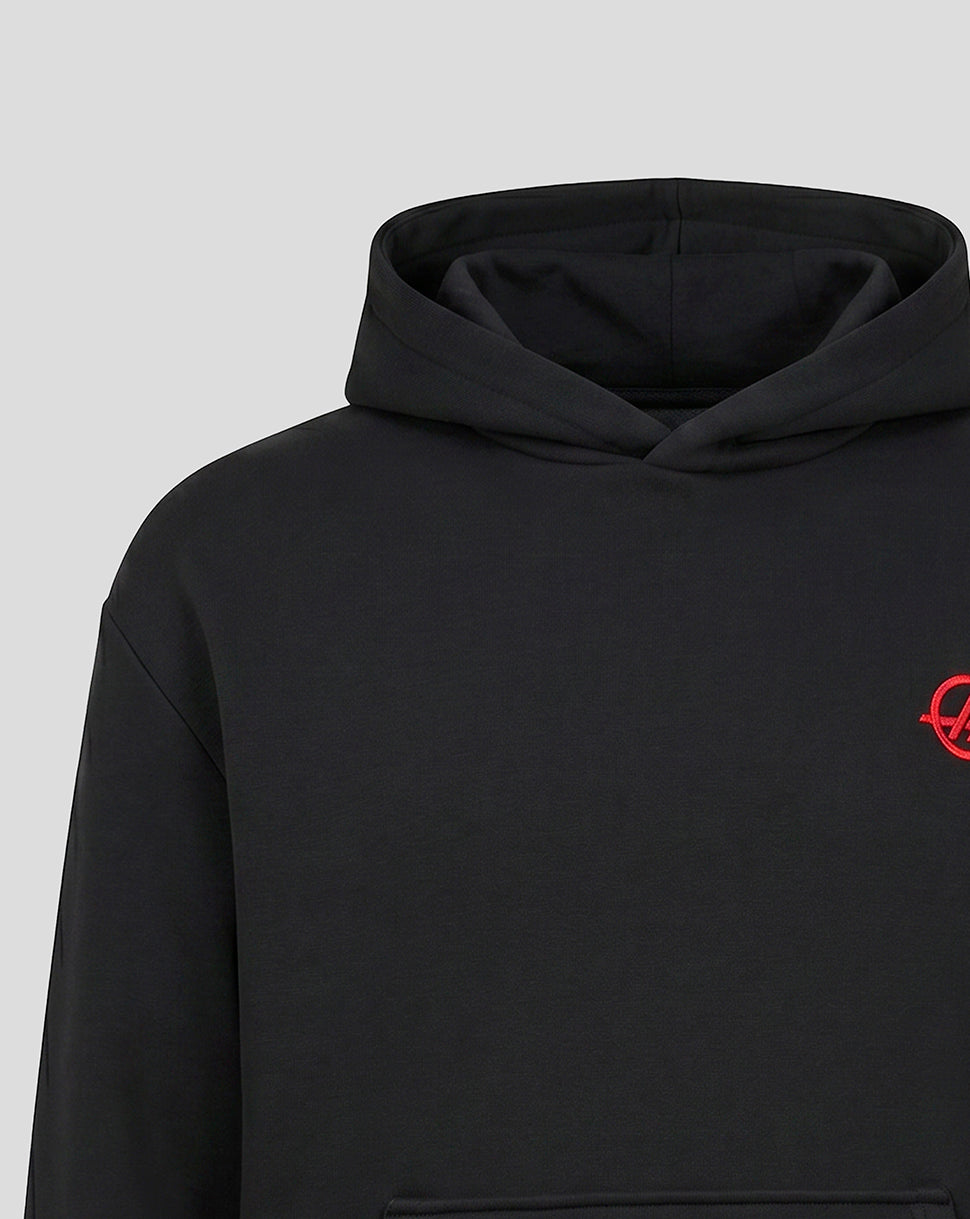 Official Haas Team Unisex Relaxed Fit Monogram Graphic Pullover Hoodie - Black - Black