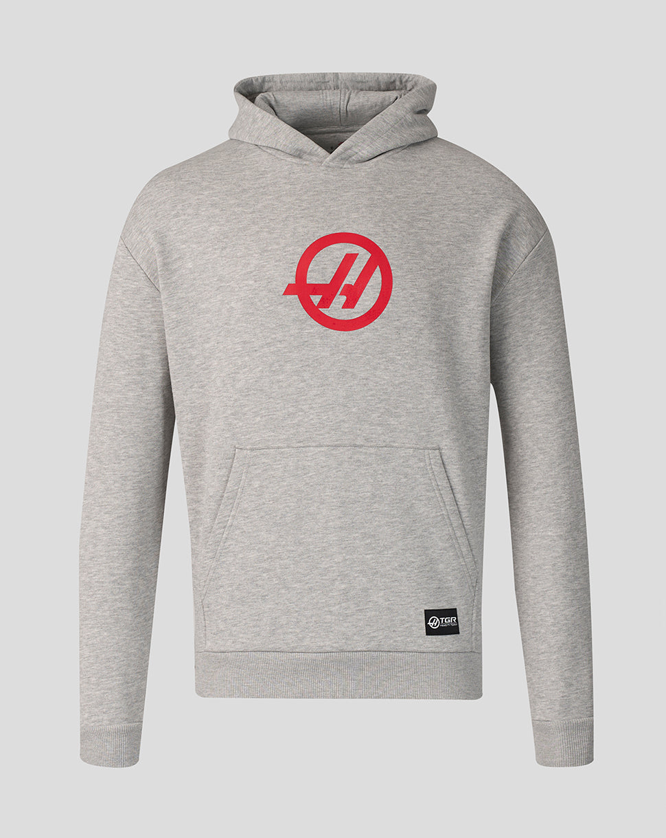 Official Haas Team Unisex Relaxed Pullover Hoodie - Grey Marl