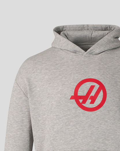 Official Haas Team Unisex Relaxed Pullover Hoodie - Grey Marl
