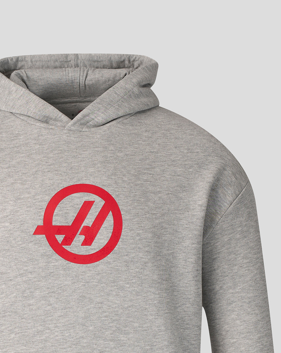 Official Haas Team Unisex Relaxed Pullover Hoodie - Grey Marl - Grey Marl