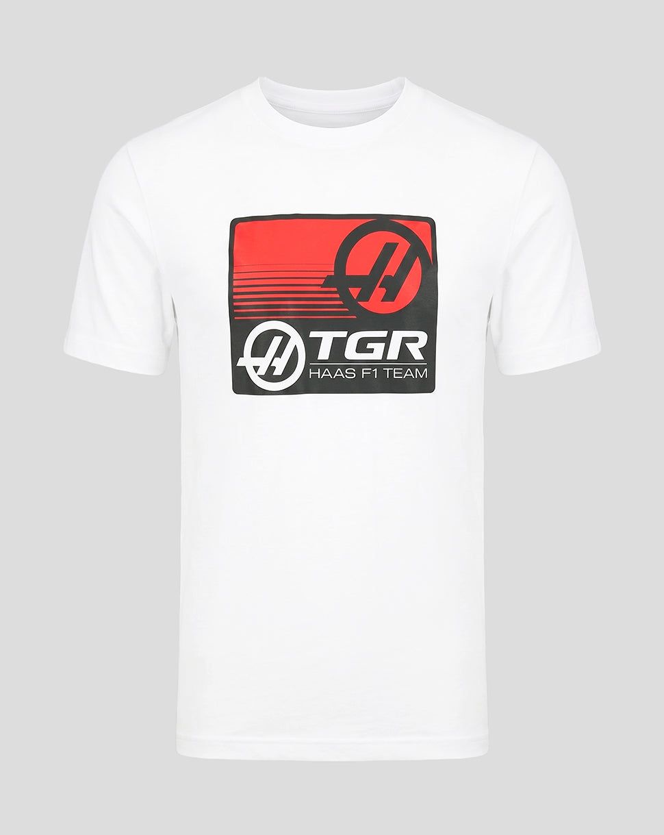 Official Haas Team Unisex Full Logo Front Graphic T-Shirt - White - White