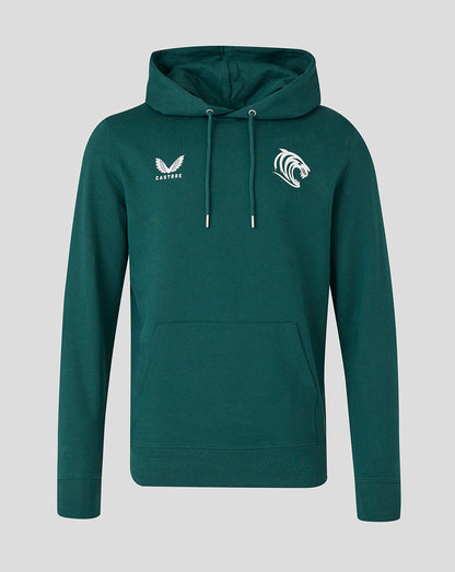 Leicester Tigers Unisex 25/26 Travel Brushed Back Hoodie- Dark Green